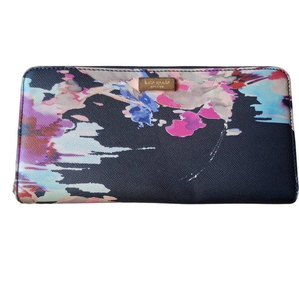 Kate Spade Floral Abstract Zip-Around Wallet – Multicolo